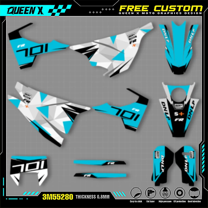 

QUEEN X MOTO Custom Team Graphics Decals Stickers Kit For Husqvarna Decal 15-20 701 SUPERMOTO ENDURO 2015-17 2018 2019 2020 007
