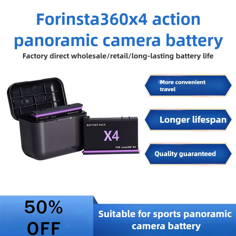 

Original Replacement Battery for Insta360 X4, 3.85V 2500mAh Fast Charge Li-ion with Case, Power for 360 Panoramic Video Battery