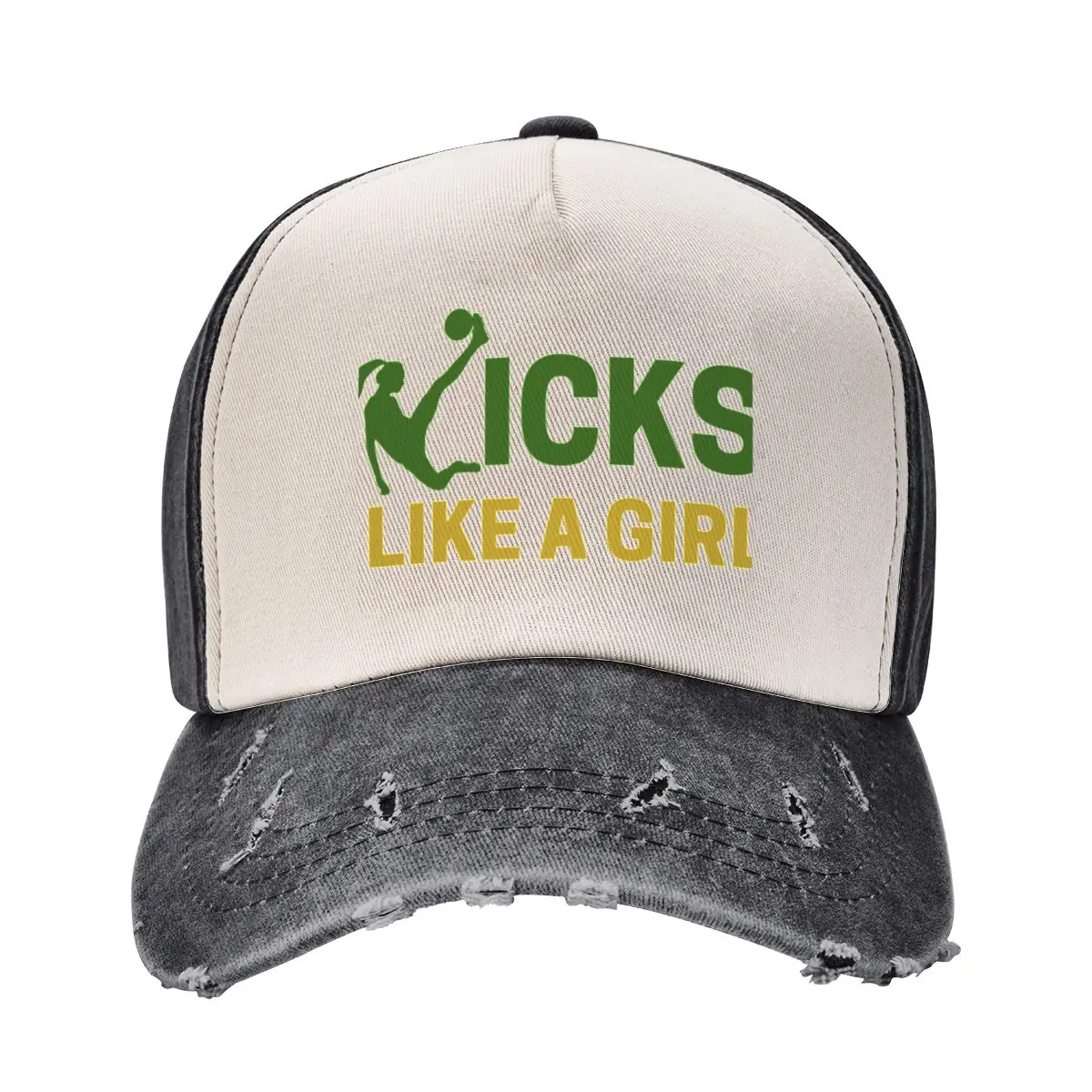 

Kicks Like A Girl - Green & Gold Baseball Cap custom Hat Hat Man For The Sun Sunscreen Men Luxury Brand Women's
