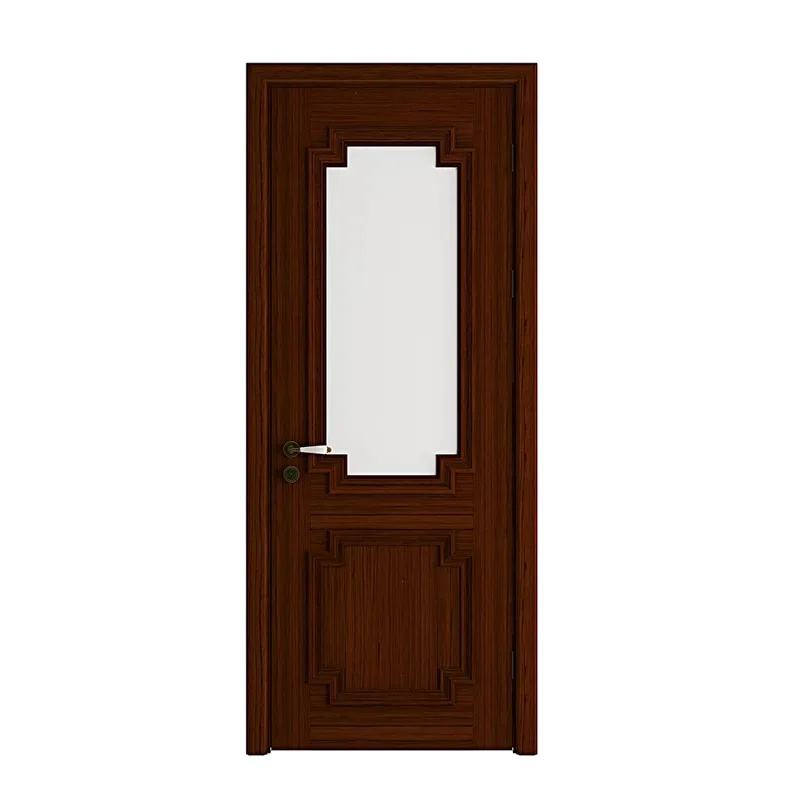 

Brown walnut solid wood frame glass security door