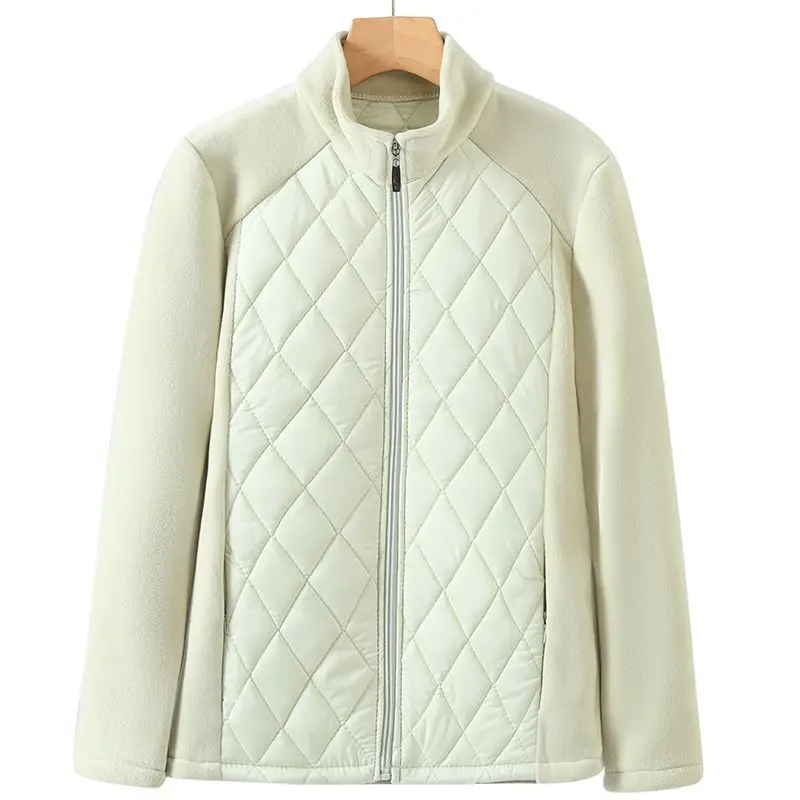 Women's Coats Cotton-Padded Quilted Patchwork Fleece Windproof Lightweight Zip-up Sweatshirt Pockets Sports Autumn Winter Jacket
