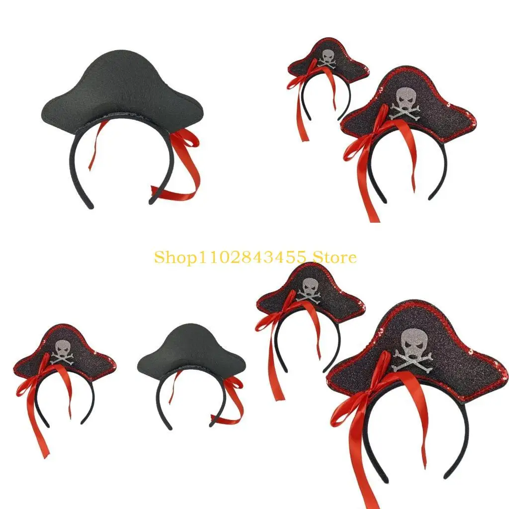 

49MC Pirate Pattern Headbands Music Festivals Hair Hoop Themed Celebrations Hairband for Festivals and Beach Outings