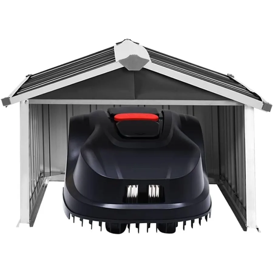 Cobertizo para cortacésped Robot de jardín, 36,2x38,2x24,8, cobertizo para cortacésped de acero galvanizado antracita para uso en exteriores, almacenamiento duradero para jardín