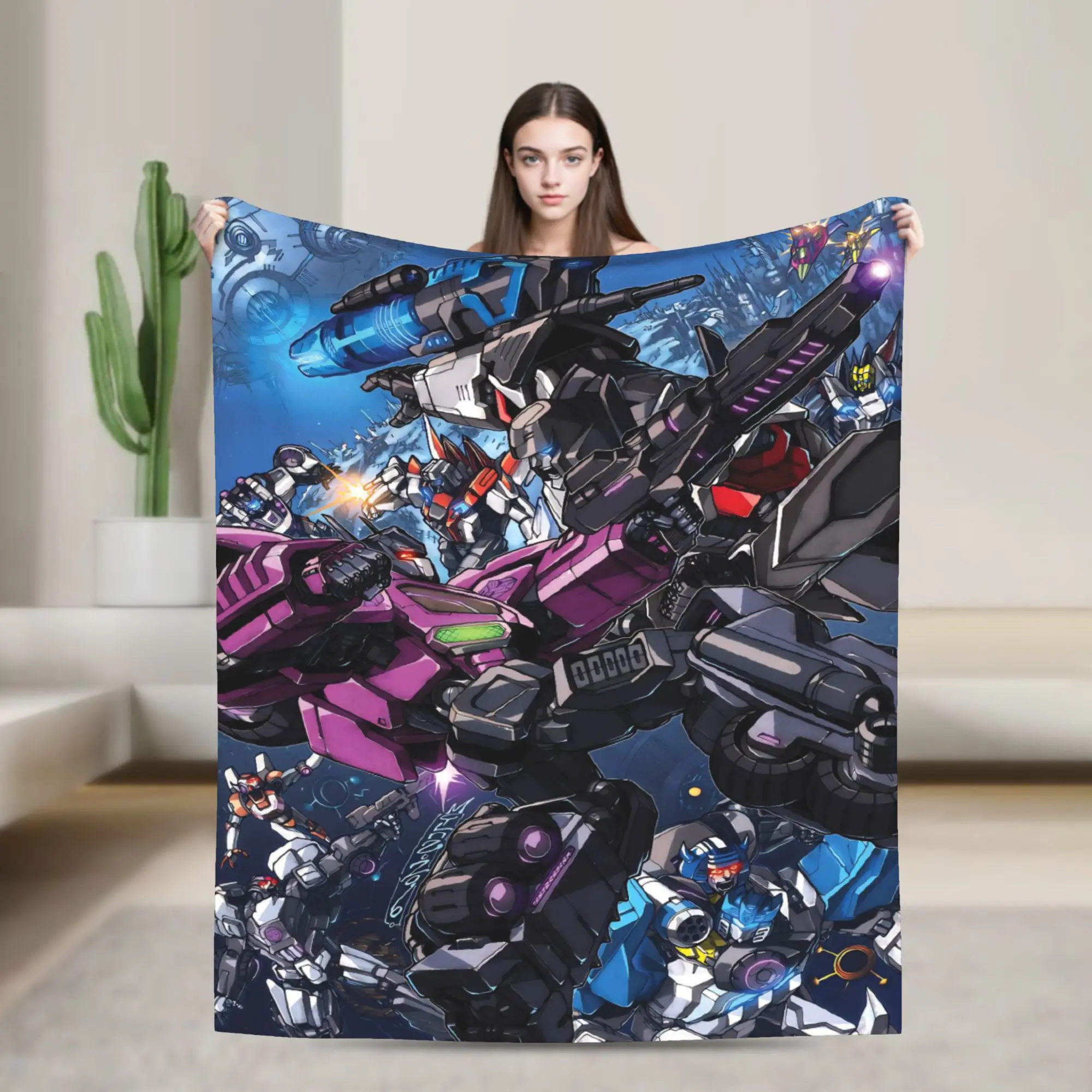 Warm Soft BlanketKids Travel Transformered Cartoon Throw Blanket  Flannel Bedspread For Couch Bed Funny Sofa Bed Cover