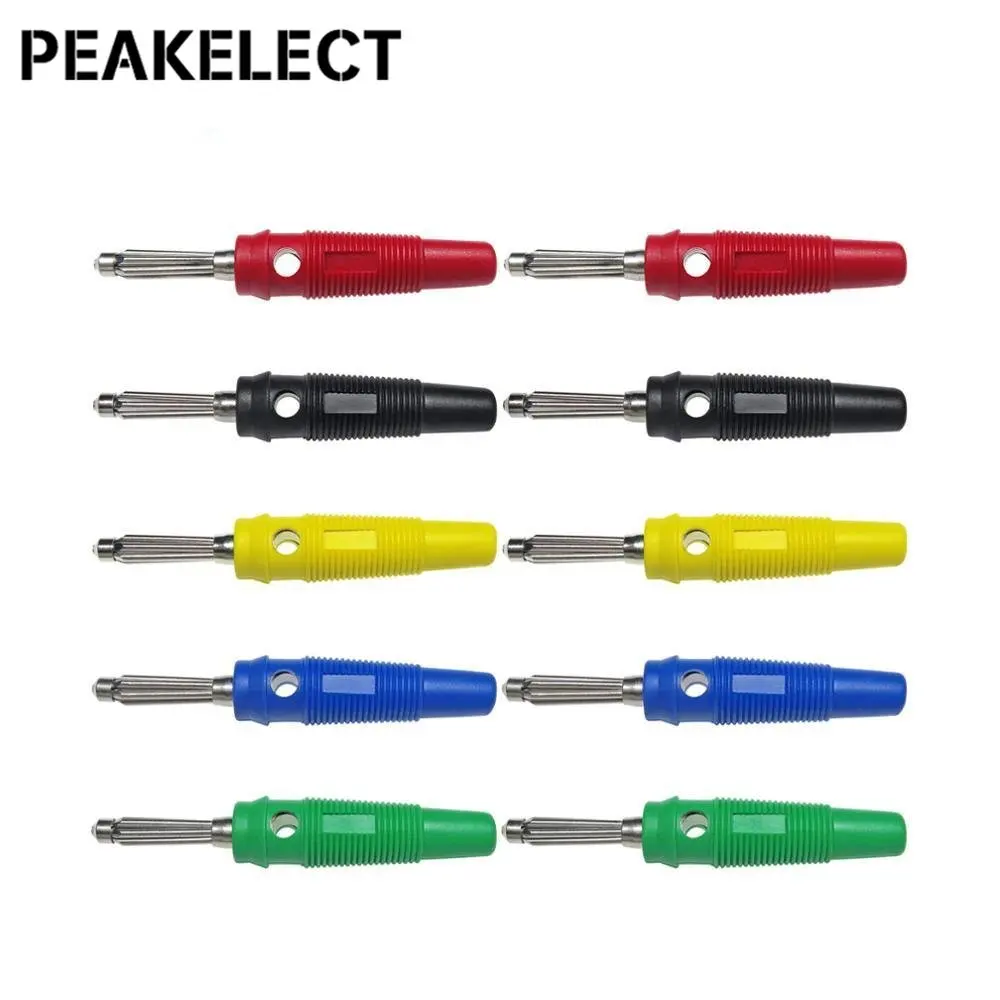 Peakelect  P3008 10PCS 4mm Copper Banana Plug Screw Connection Insulated Stackable Connector PVC shell For Speaker Amplifier