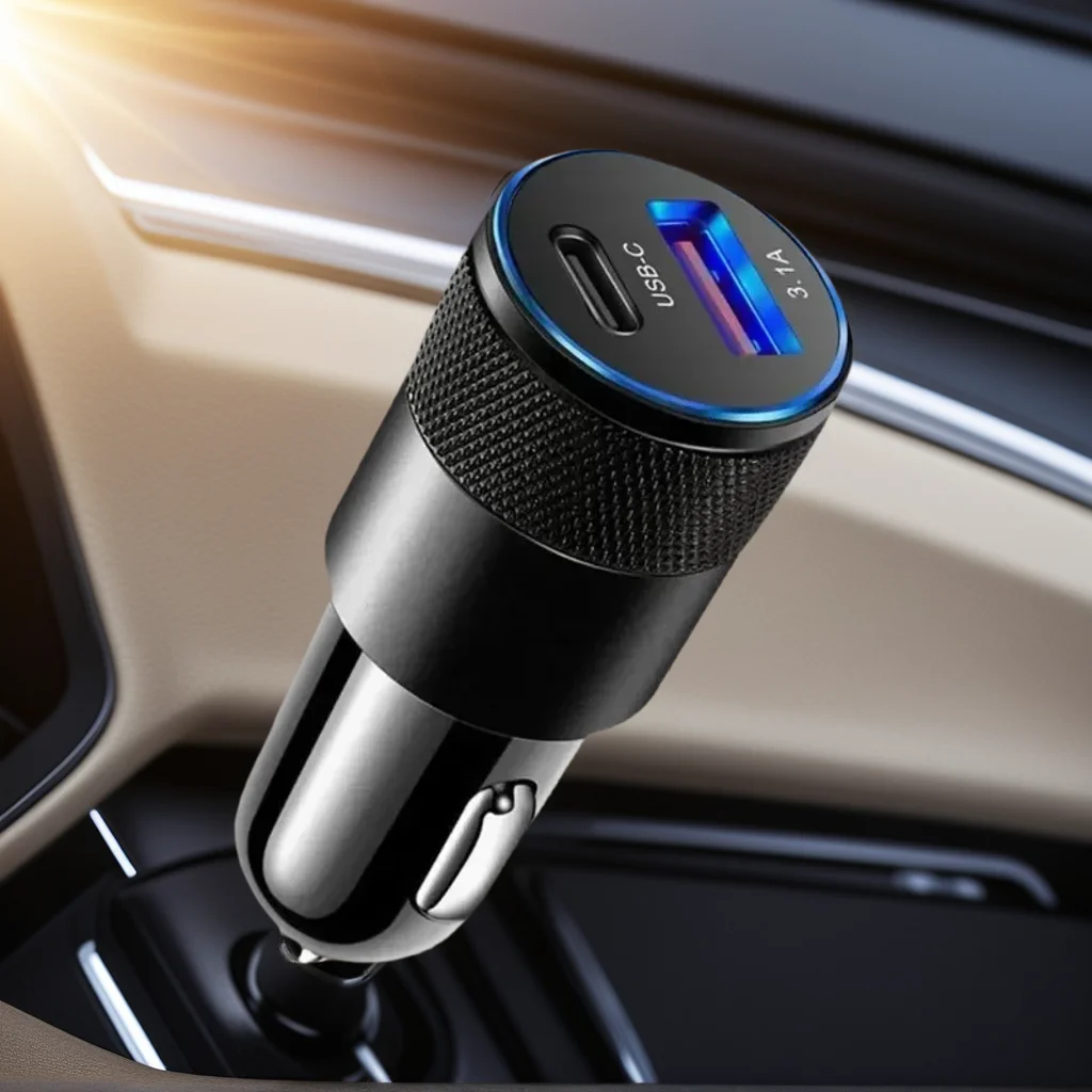 

Dual Port USB-C Car Charger : Power Delivery (PD) Fast Charge for Xiaomi, Huawei & More