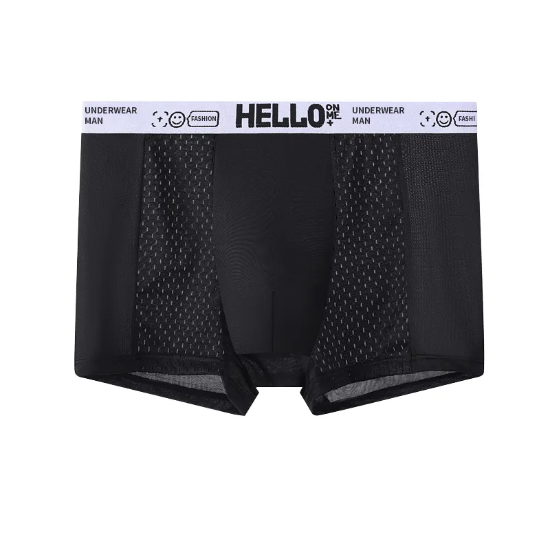 2 Pieces Men Boxers Shorts Underpants Underwear Black Dark Gray 2XL 3XL 4XL Ice Silk High Stretch Sports Breathable Fashion image 4