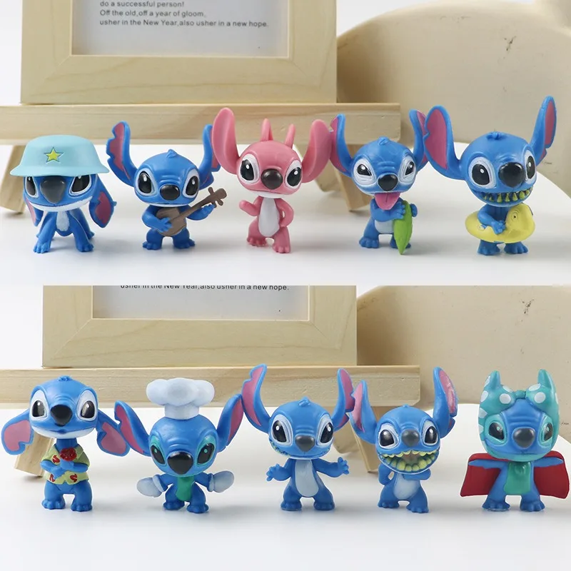 10pcs Anime Figure Toys Stitch Set Anime Action Figures Home Party Supplies Desk Decoration Home Thanksgiving Christmas Gift