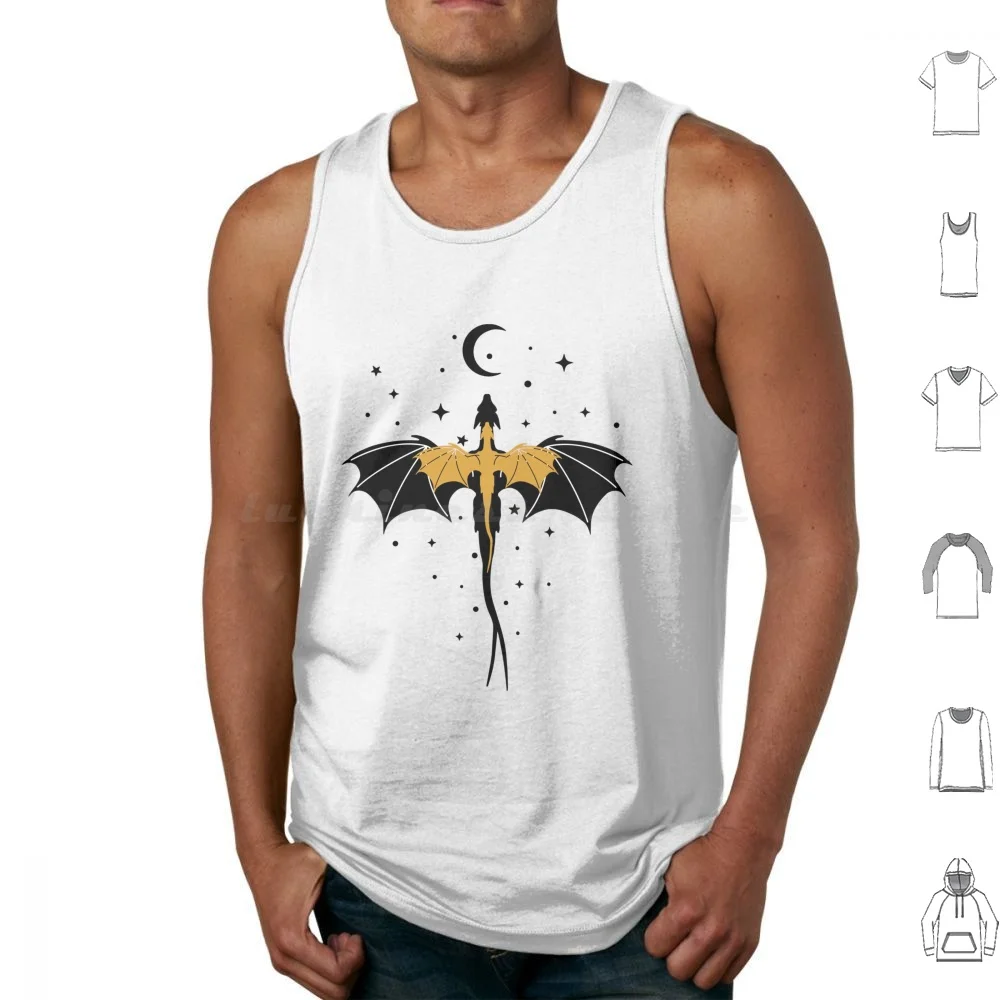 Black And Gold Starry Tank Tops Print Cotton Fourth Wing Fourth Wing Fourth Wing Tairn Andarna Violet And Tairn