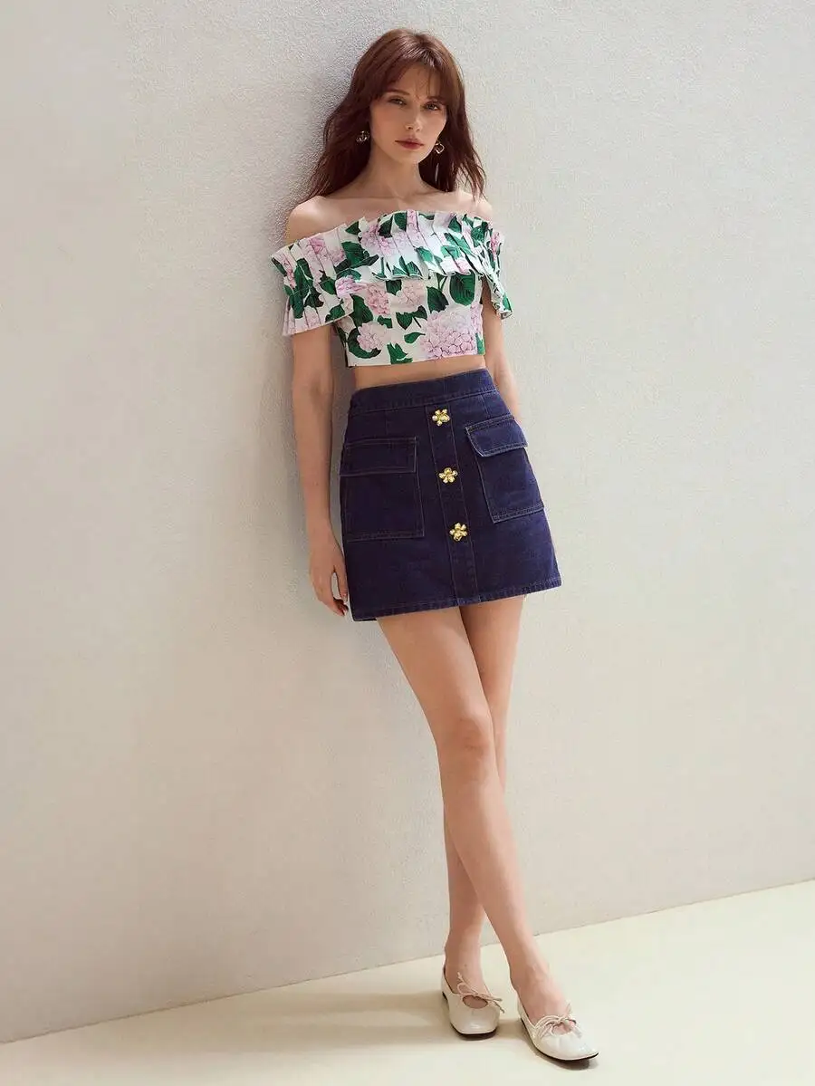 

Elegant Casual Straight A-Line Mini Denim Skirt For Women