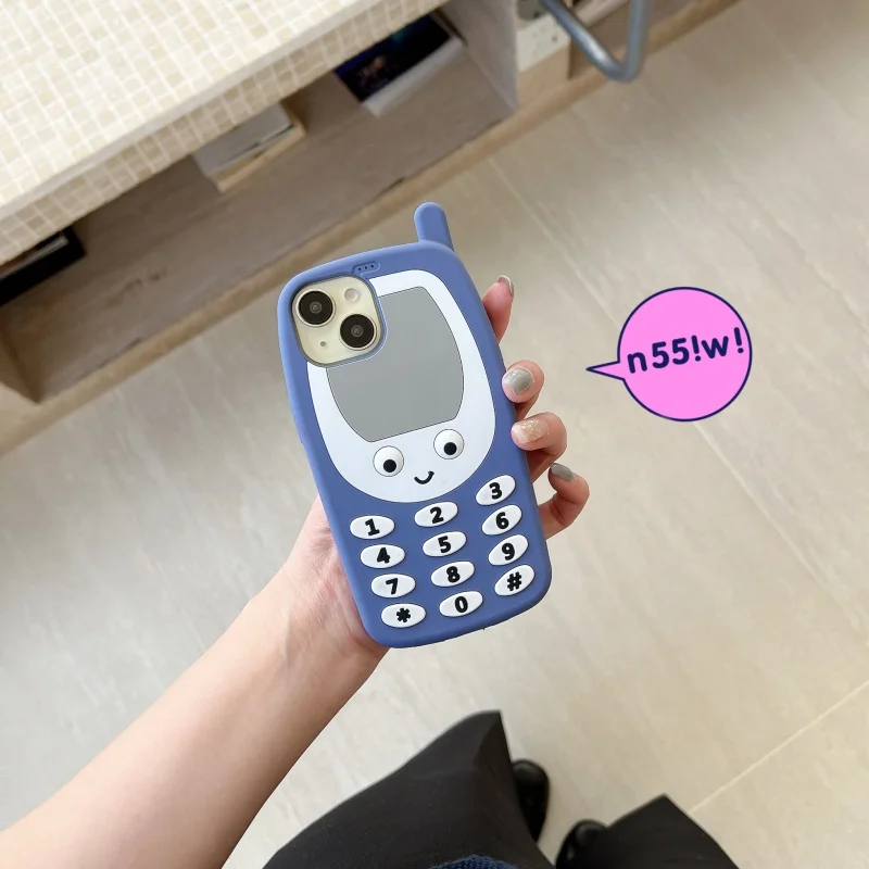 高級バックカバーソフトシリコン漫画かわいいブルー電話スタイリング耐衝撃電話ケース Iphone 15 14 13 12ProMax 落下防止