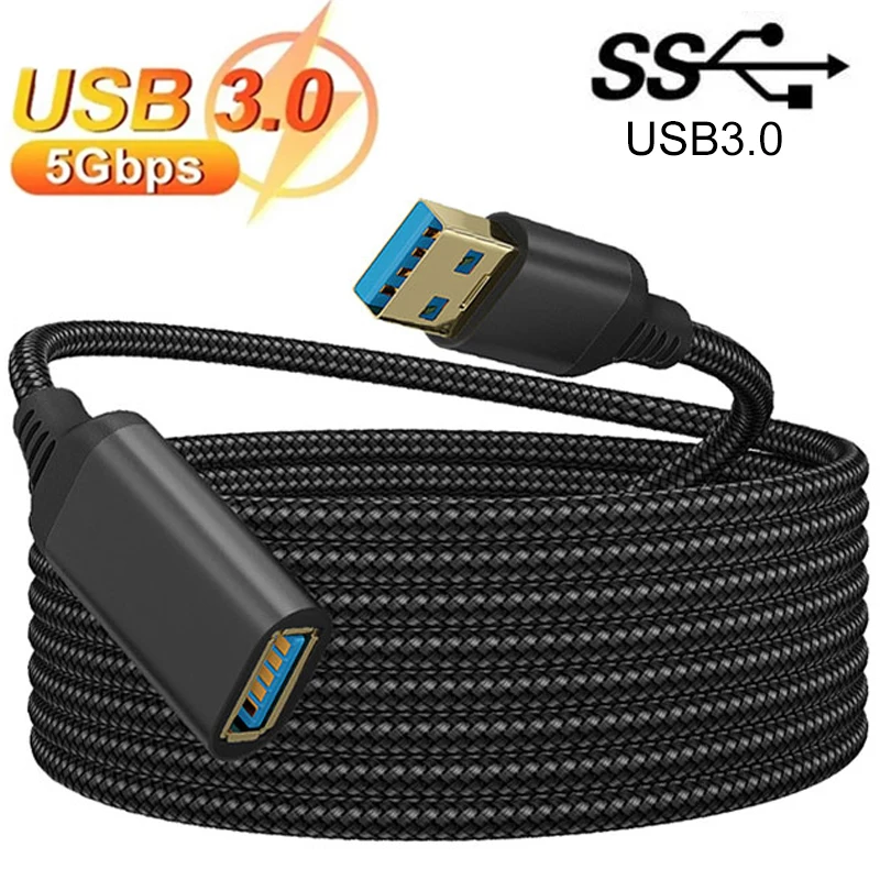 USB Extension Cable Female To Male Extender Cord USB 3.0 Nylon High Speed Transmission Data Cables For Camera TV Printer Webcam