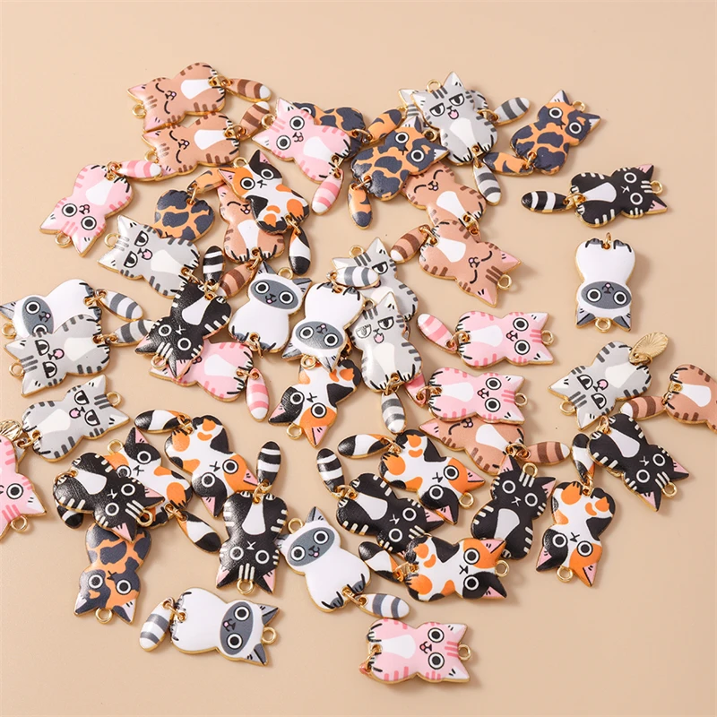 

20pcs Cartoon Animal Charms Enamel Cat Charms Pendants for Jewelry Making Drop Earrings Necklaces Bracelets DIY Crafts Supplies