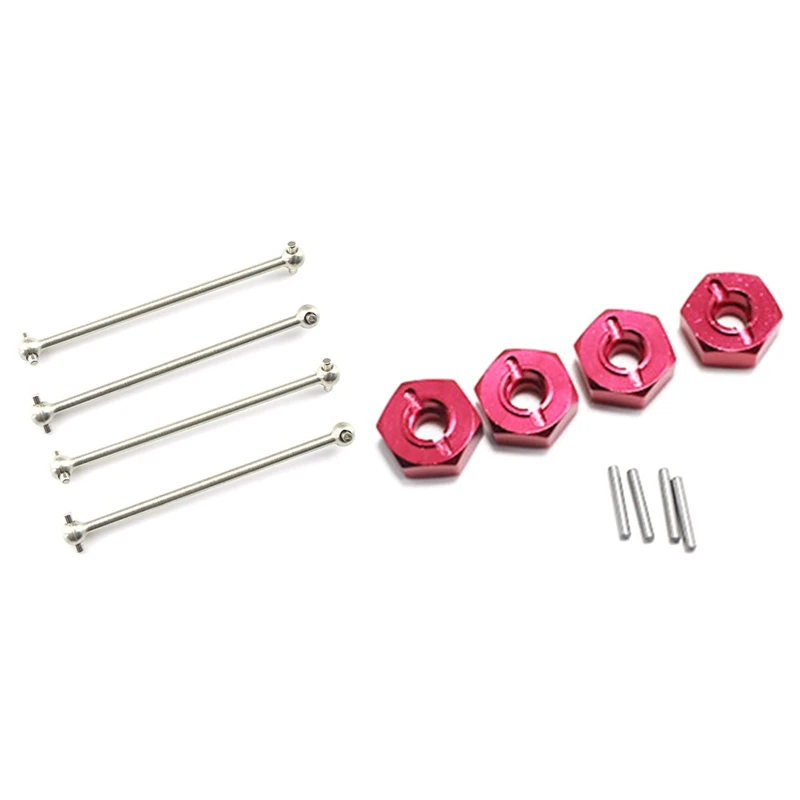 

4 PCS For Wltoys 144001 1/14 RC Car Spare Parts 144001-1281 Rear Dog Bone With RC Car Spare Parts Metal Combiner,Red