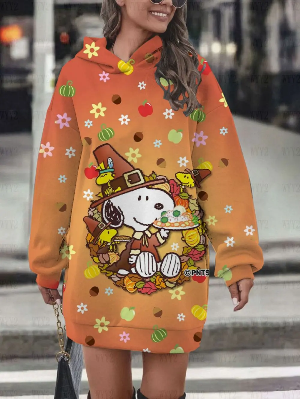 Women's Outer Wear Versatile Hoodie Dress Warm Autumn and Winter Hoodie Women's College Simple Disney Snoopy Cute Cartoon Patter