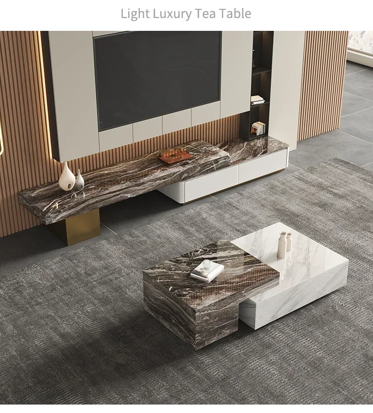 

newMarble coffee table, living room, household modern simple Italian minimalist square, high-end luxury stone wabi-sabi style
