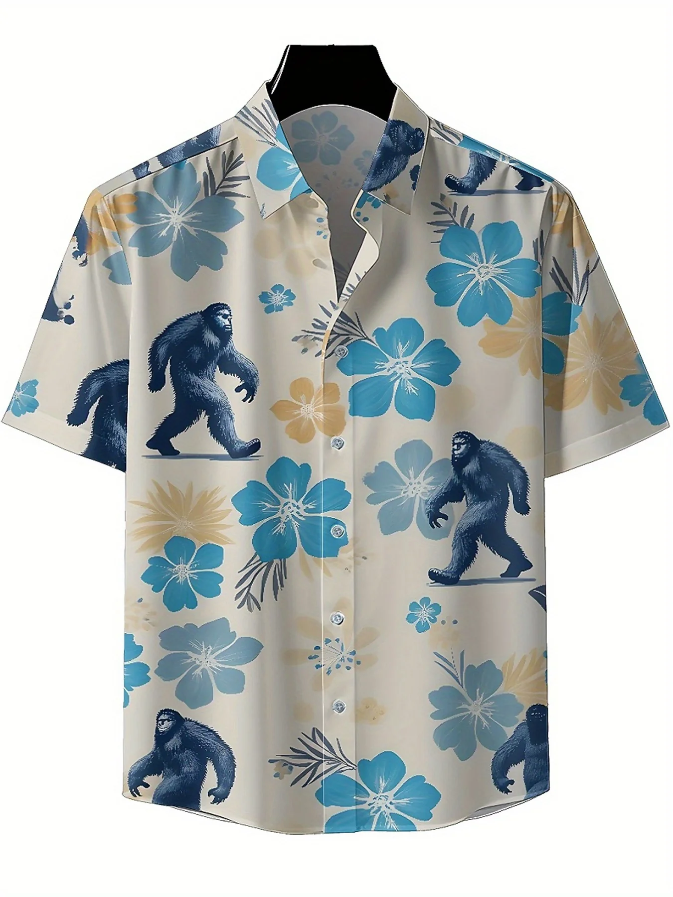 Camisas hawaianas de talla grande para hombre, estampado misterioso Sasquatch, camisas holgadas Unisex Aloha, ropa alternativa de verano