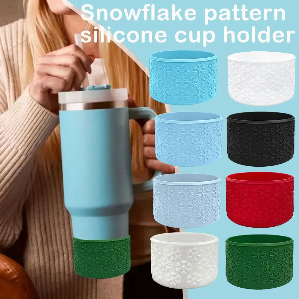 Geedyn Snowlflake Textured Silicone Tumbler Boot Unique Christmas Gift For Tumbler Accessories Anti Slip Silicone Bottle Sl K5f4