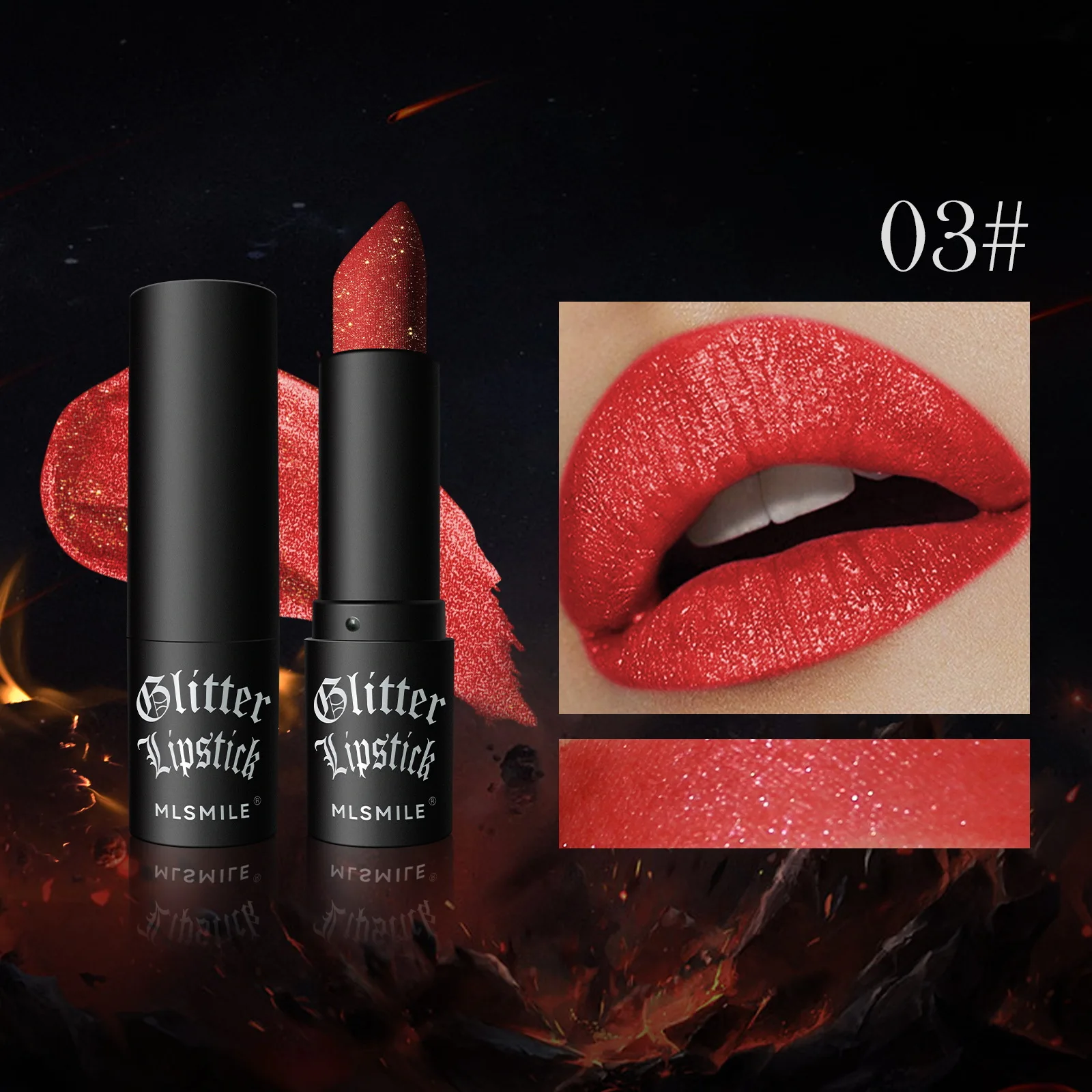 Non stick mug matte lipstick explosive glitter diamond lipstick for Halloween dark vampire makeup long lasting waterproof