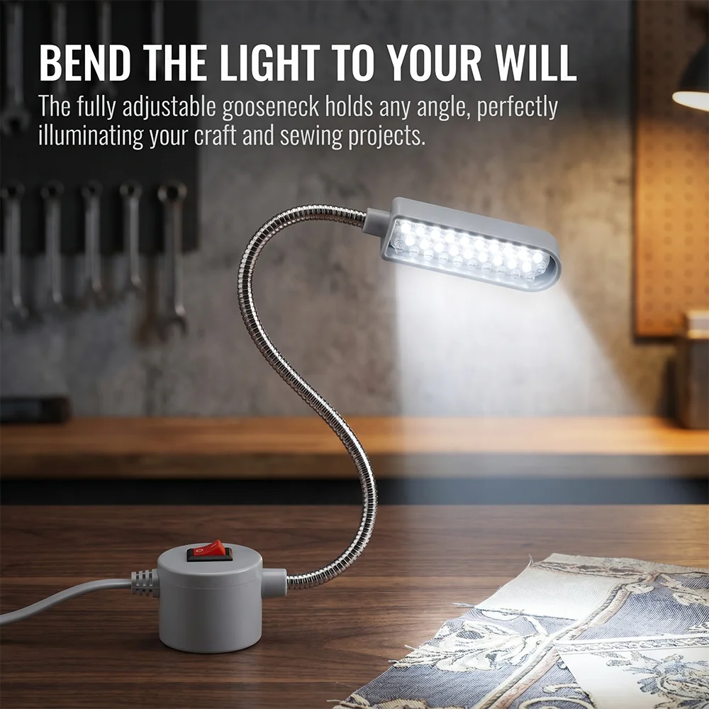 

Flexible Neck Sewing Work Lamp 30LED Bright Soft Lighting Magnetic Suction Base Household Industrial Sewing Machine Lighting Too