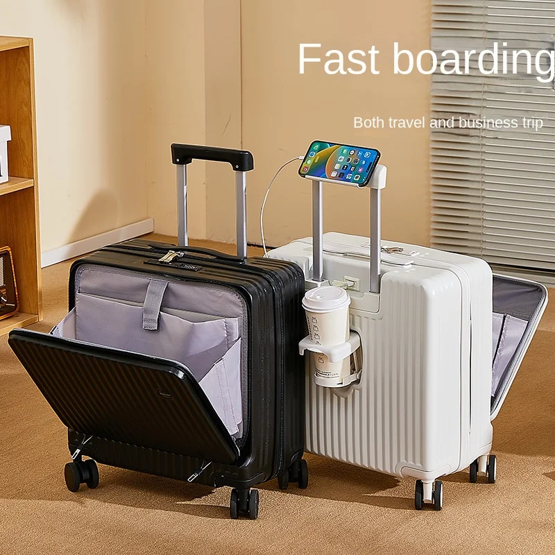 Multi-functional 18-inch front-opening boarding box Travel business small registration suitcase luggage case