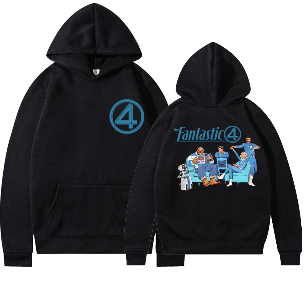 Fantastic 4 First Steps Logo Hoodie  Pedro Pascal As Reed Richards Sweatshirt MCU Merch Superhero Cosplay Halloween Hoodies Gift