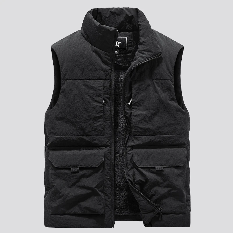 Men\'s Multi-Pocket Clothing Winter Vest Jackets Sleeveless Coat Fashion Large Size 6XL Male Warm Waistcoat Fleece Vest Men