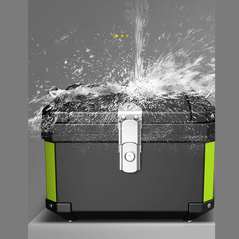 45L دراجة نارية مربع خلفي حافظة علوية قابلة للقفل الأمتعة خوذة تخزين صندوق جولة خلفي تصميم عاكس تخزين مقاوم للماء #4