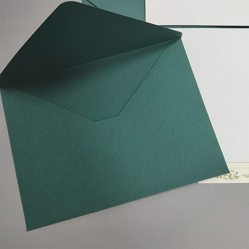 20pcs Green Envelope for Wedding 19x14cm Postcards Giftbox Message 250g Paper Texture Invitations Business Letters Storage Bag