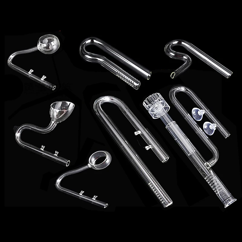 Clear Glass Lily Pipe Outflow and Skimmer Inflow With Suction Cup 13mm 17mm For Aquarium Planted Fish Tank Aquatic Filter System