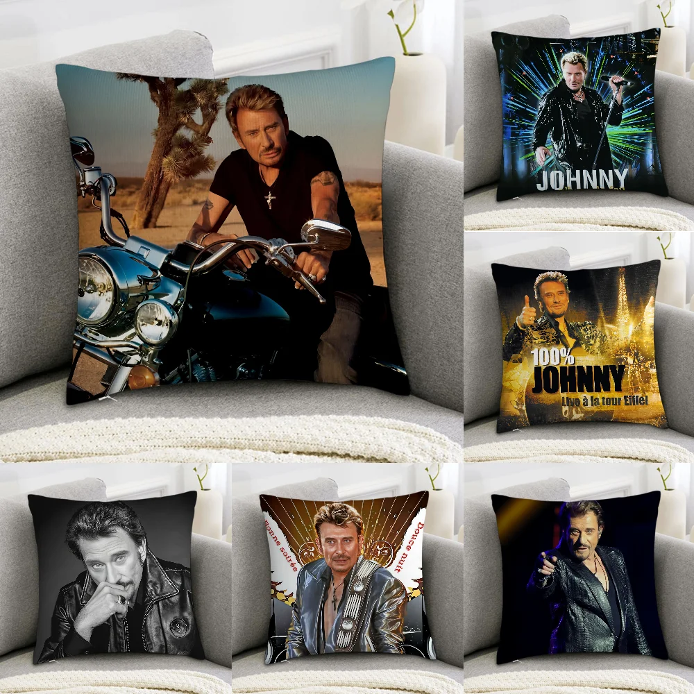 J-Johnny H-Hallyday Pillow Case Sofa Decorative Home Double-sided Print Plush Square Throw Pillow Covers Cushion Decor Cover