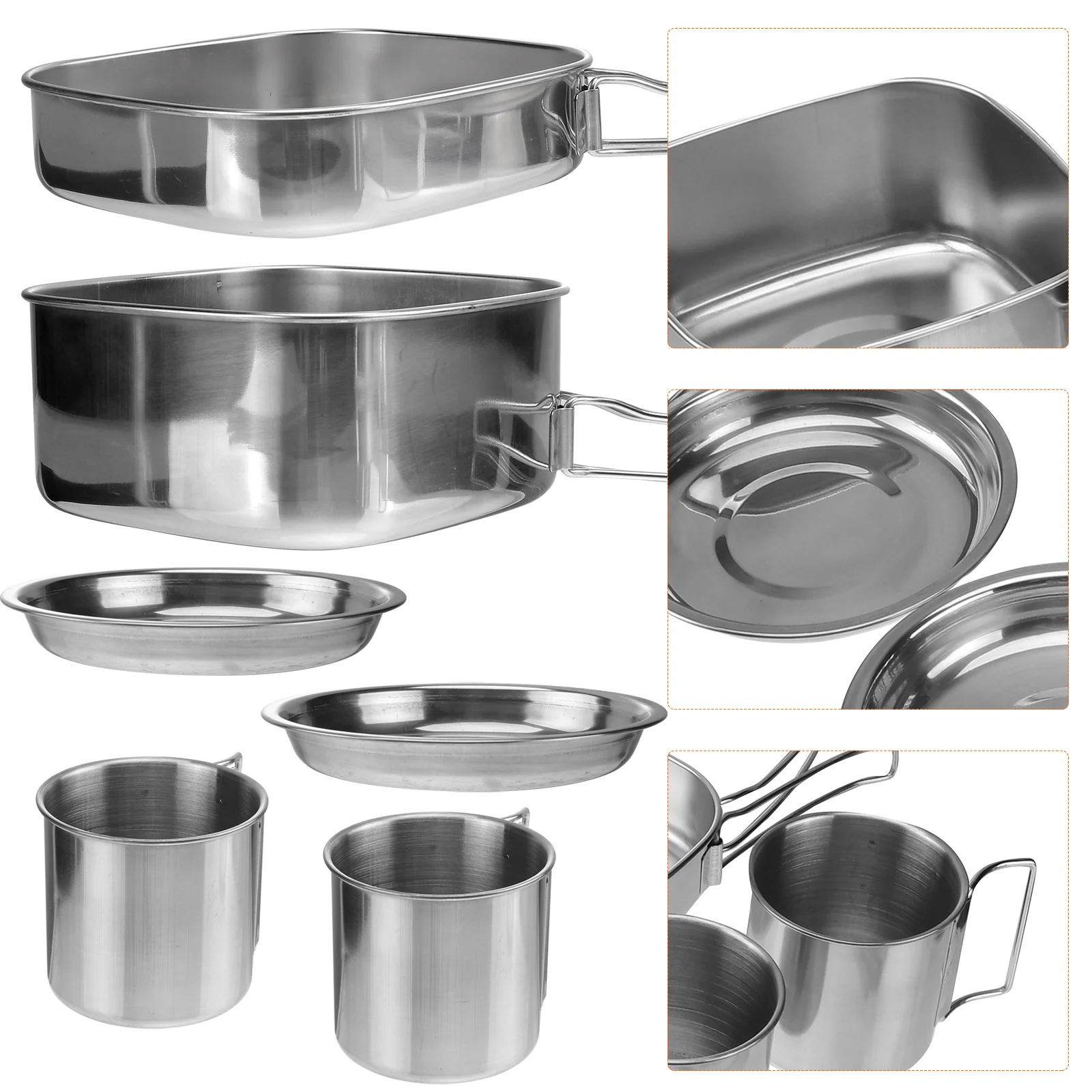 

Stainless Steel Cookware Set BBQ Pot Bowl Camping Utensils Portable Foldable Heat Insulation Outdoor Hunting Hiking
