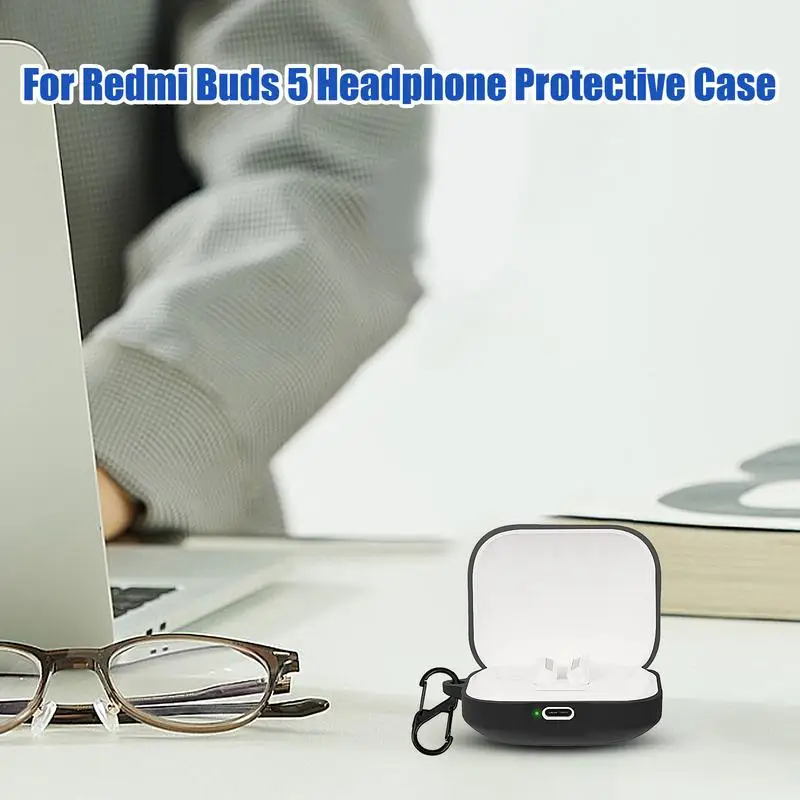 Dustproof Earbuds Case For Redmi Buds 5 Headset Protective Sleeve Silicone Cover Case Wireless Earphones Cover With Carabiner