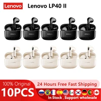 10 Uds Lenovo LP40 II Original 5 uds lp40plus auriculares inalámbricos Bluetooth 5,3 auriculares TWS deporte reducción de ruido Control táctil