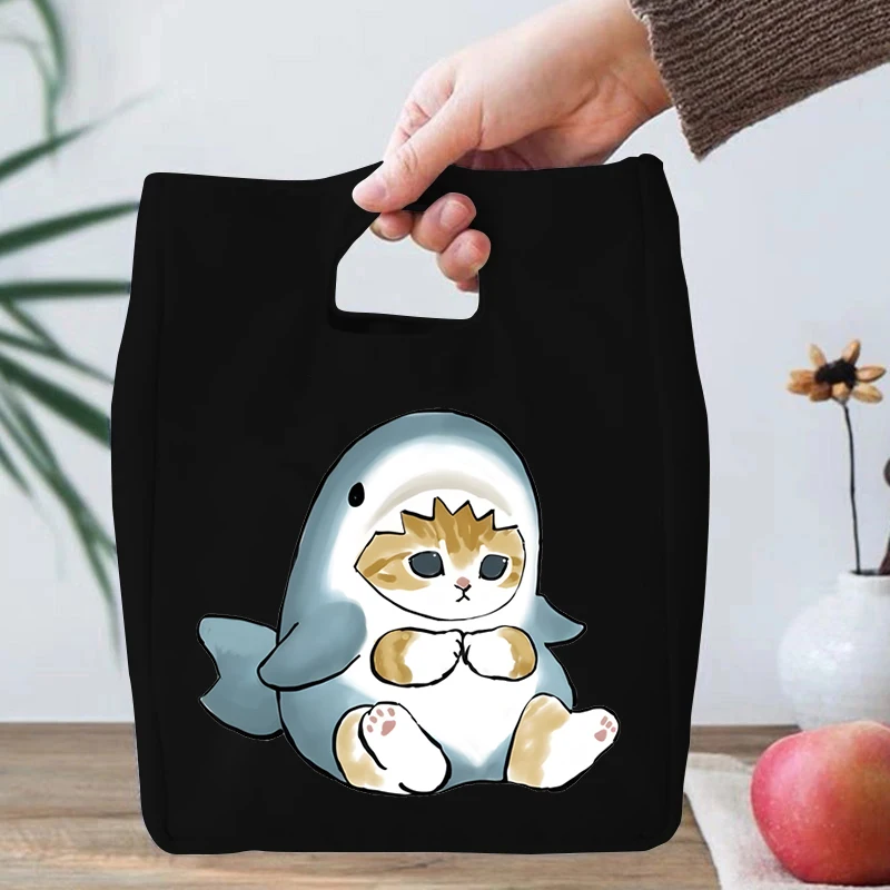 Cartoon Women Kids Lunch Bag Bobo Tea Cat Print Thermal Insulation Portable Lunch Pouch Women Men Food Fresh Cooler Lunch Bags