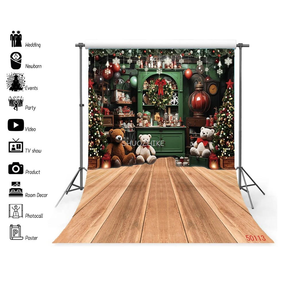 

SHUOZHIKE Thin Cloth Christmas Theme Photography Background Props Pine Tree Family Festival Backdrops For Photo Stdio ZM-18