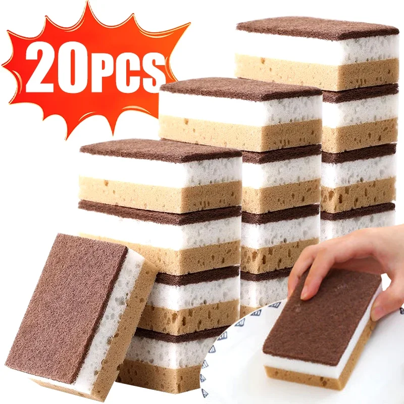 

Double-sided Natural Sponges sandy fiber Scouring Pads Kitchen Pot Dishwashing Magic Rust Remover Brush Cleaning Accessories