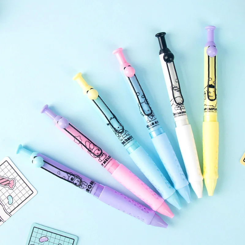 Imagem -04 - Lot Sanrio Kuromi Melody Cinnamoroll Press Gel Pens For Writng Cute 0.5 mm Black Ink Neutral Pen Office School Supplies 12 Pcs