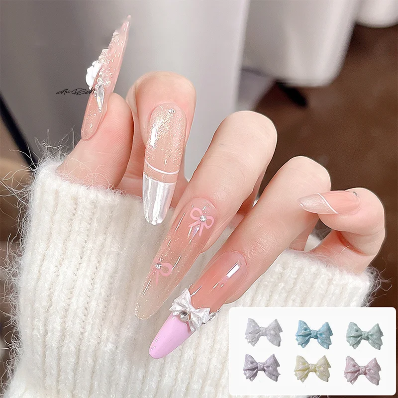 50 Stück Perlglanz 3D Nail Art Bogen Charm für Nägel Dekoration Design Kawaii Maniküre Zubehör Bogenknoten DIY Bastelbedarf