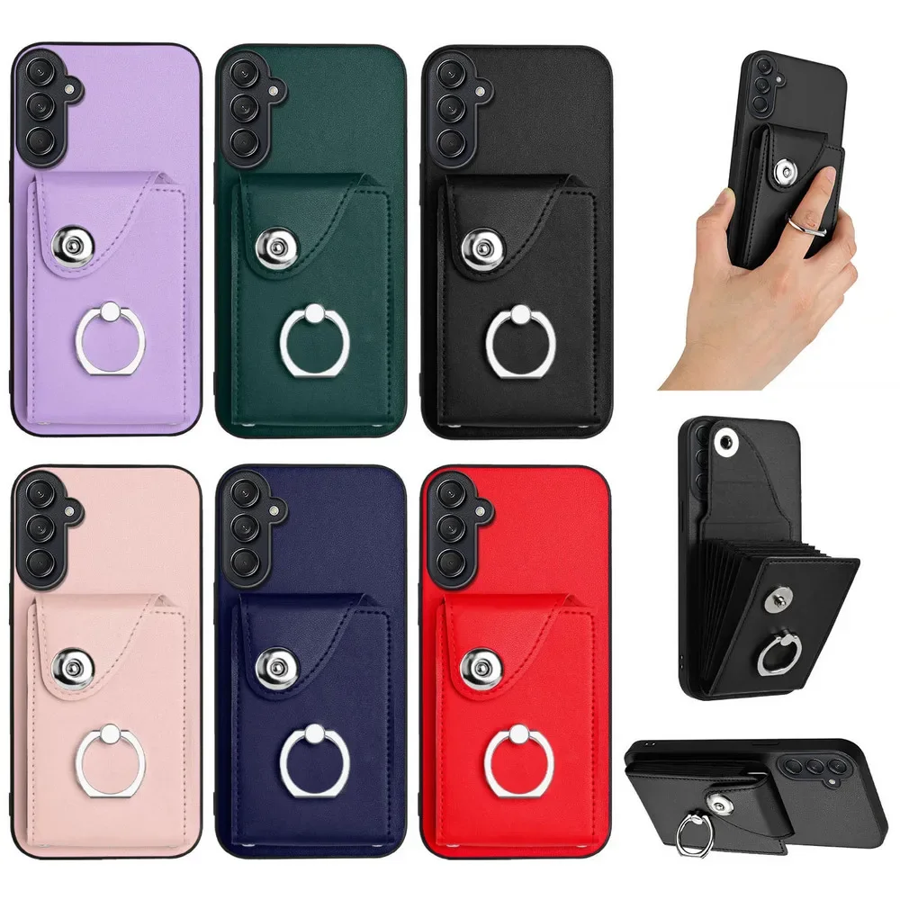 Capa de couro carteira com vários slots para cartão, para samsung galaxy a16 5g 4g 2024, capa traseira com anel para galaxy a06 etui phone a06 a 16 funda