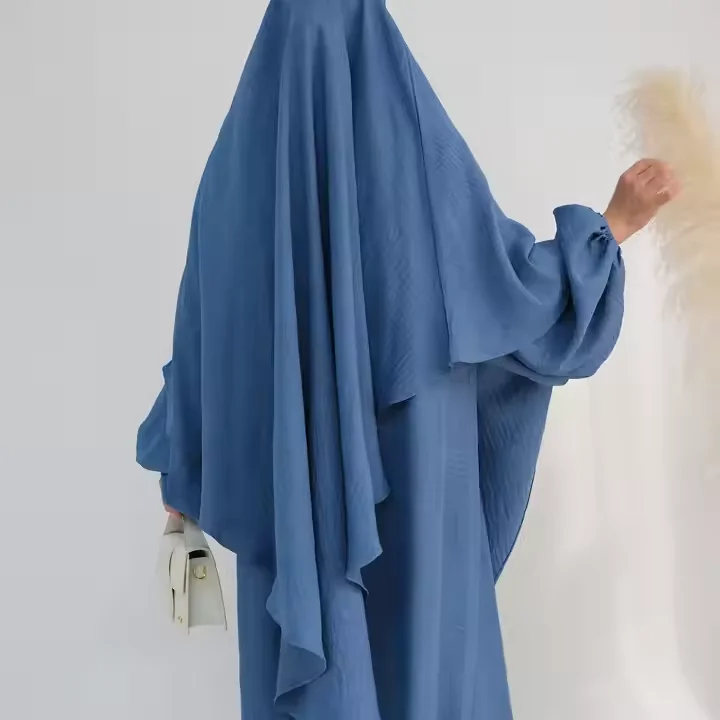 

Muslim Women Khimar Breastfeeding Nursing Dress Set 2PCS Turkey Kaftan Dubai Hijab Abaya Modest Prayer Clothes Islam Clothing