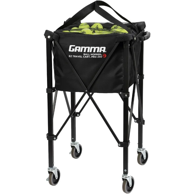 

GAMMA Sports EZ Travel Cart, Tennis & Pickleball Hopper, Portable Compact Design, Sturdy Lightweight Construction, 150 or 250