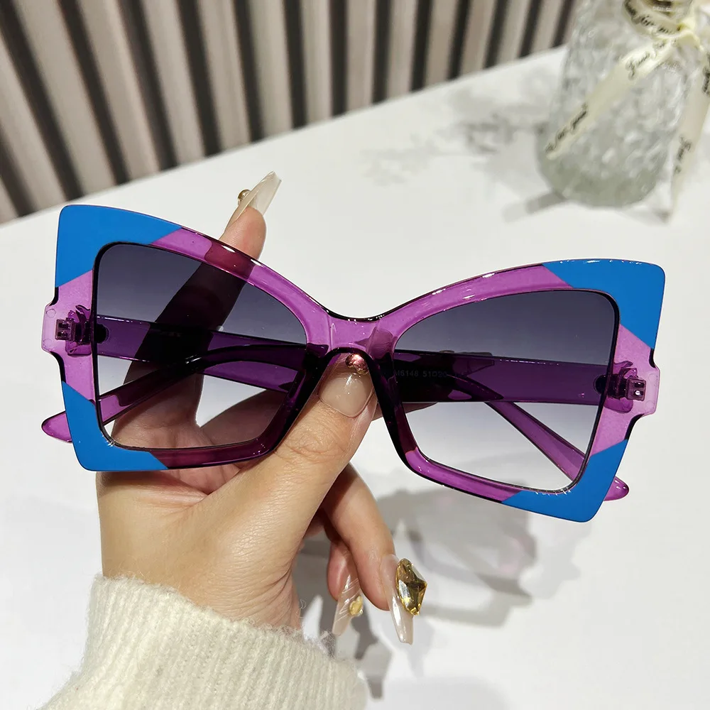 Vintage Trendy Colorful Butterfly Sunglasses Women For Female 2024 Luxury Brand Designer Sun Glasses Punk Popular Sexy Shades