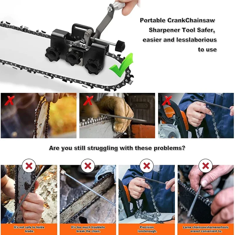 

Деревообрабатывающая точилка для бензопилы, ручная заточка цепи бензопилы для большинства цепных пил, электрическая пила, портативная цепная шлифовальная машина