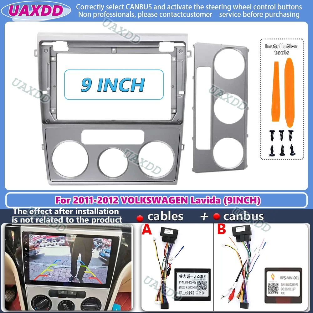 

For 2011-2012 VOLKSWAGEN Lavida 9INCH 2 Din Car radio Android frame fascia cable video harness adapter navigation canbus box DVD