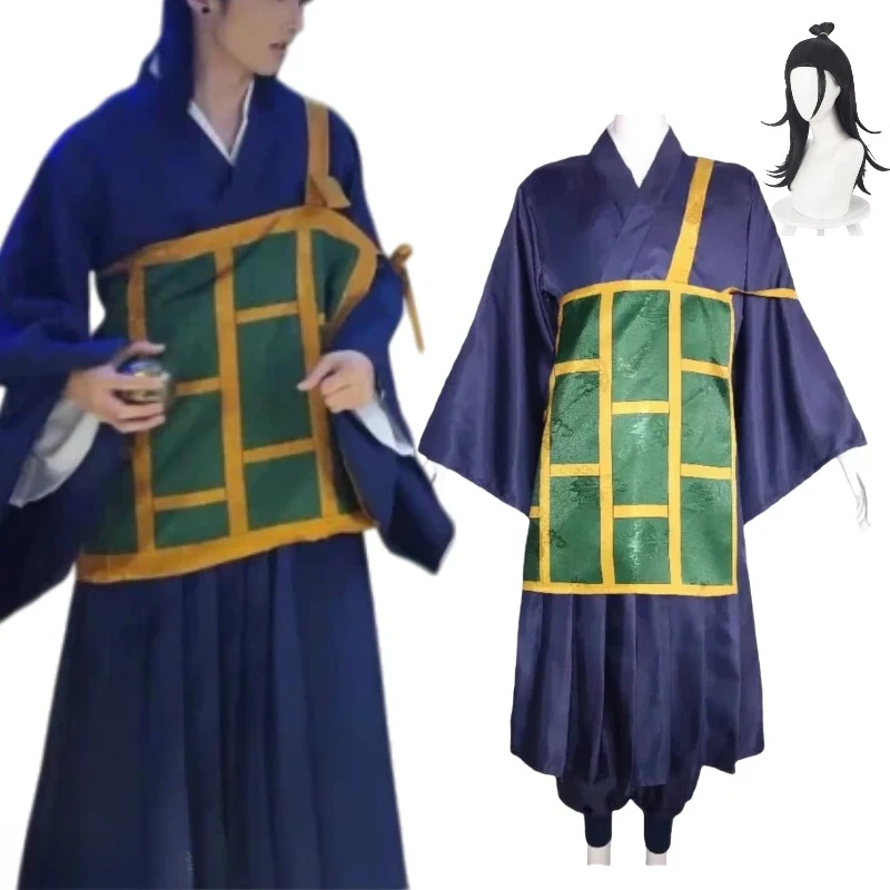 

Anime Geto Suguru Cosplay Costume Black Blue Unifrom Cassock Wig Full Set for Men Halloween Carnival Party Role Play Outfit