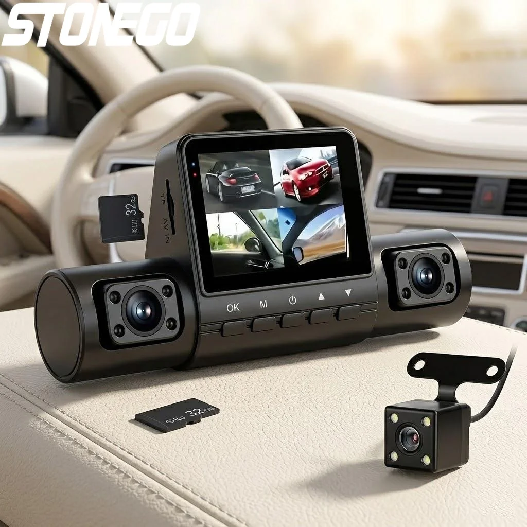 

1080P Full HD 4 Lens Car Dash Cam Wide Angle Loop Recording IPS Screen Night Vision G Sensor