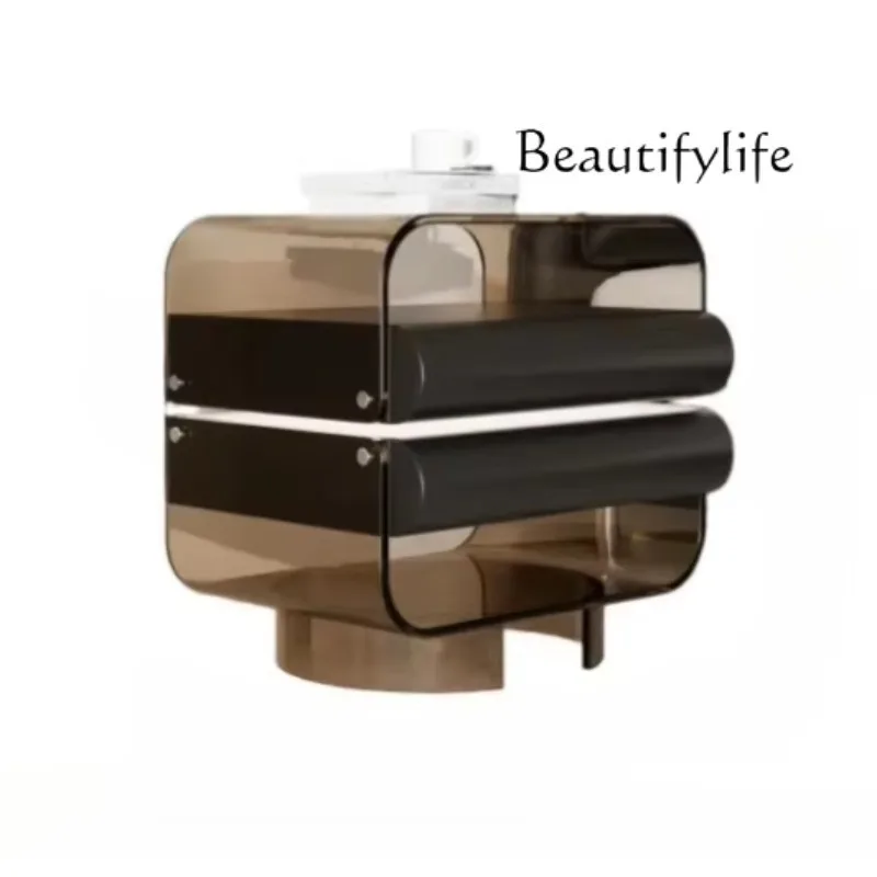 X40 Premium Villa Light Luxury Rotating Acrylic Solid Wood Smart Bedside Table Designer Creative Storage Bedroom Cabinet