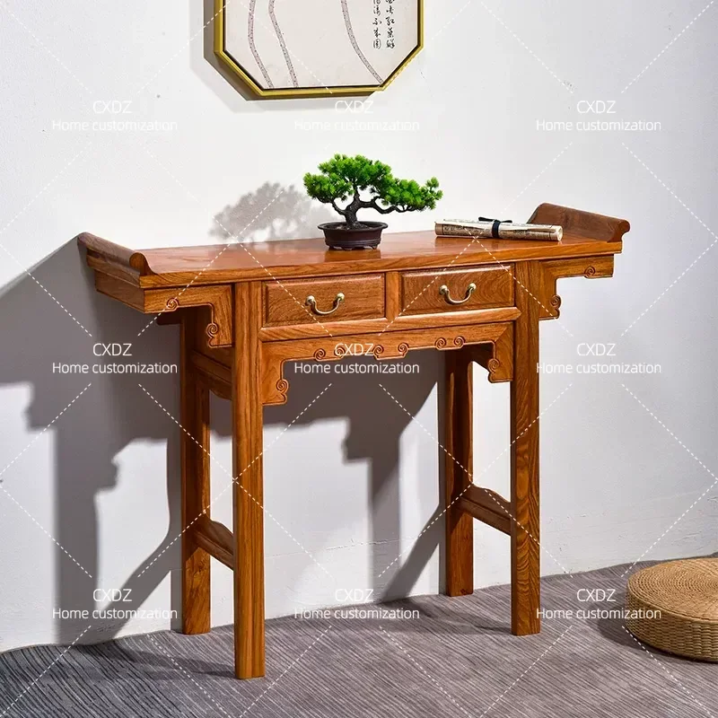 Rosewood Table for Taiwanese Buddhist Altar New Chinese Style Solid Wood Hedgehog Red Sandalwood Porch Zhongtang Incense Case