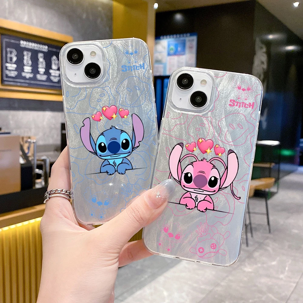 Anime Lilo & Stitch Stitch Cartoon Clear Feather Laser Phone Case FOR VIVO Y12 Y11 Y10 Y5 Y3 Y2 Y01 T A S1 V25 V21E V29 E LITE S